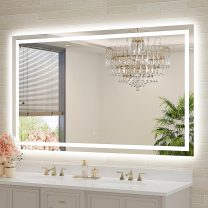 60x36 Large LED Bathroom Mirror with Lights, Front and Rear Lighting, Tempered Glass, Dimmable, Multiple Light Modes, Anti-Fog Lighted Bathroom Vanity Mirror for Wall, Memory Function