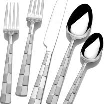 International Silver 5108515 Checkered Frost Stainless Steel Flatware, 20-Piece Set, Service for 4